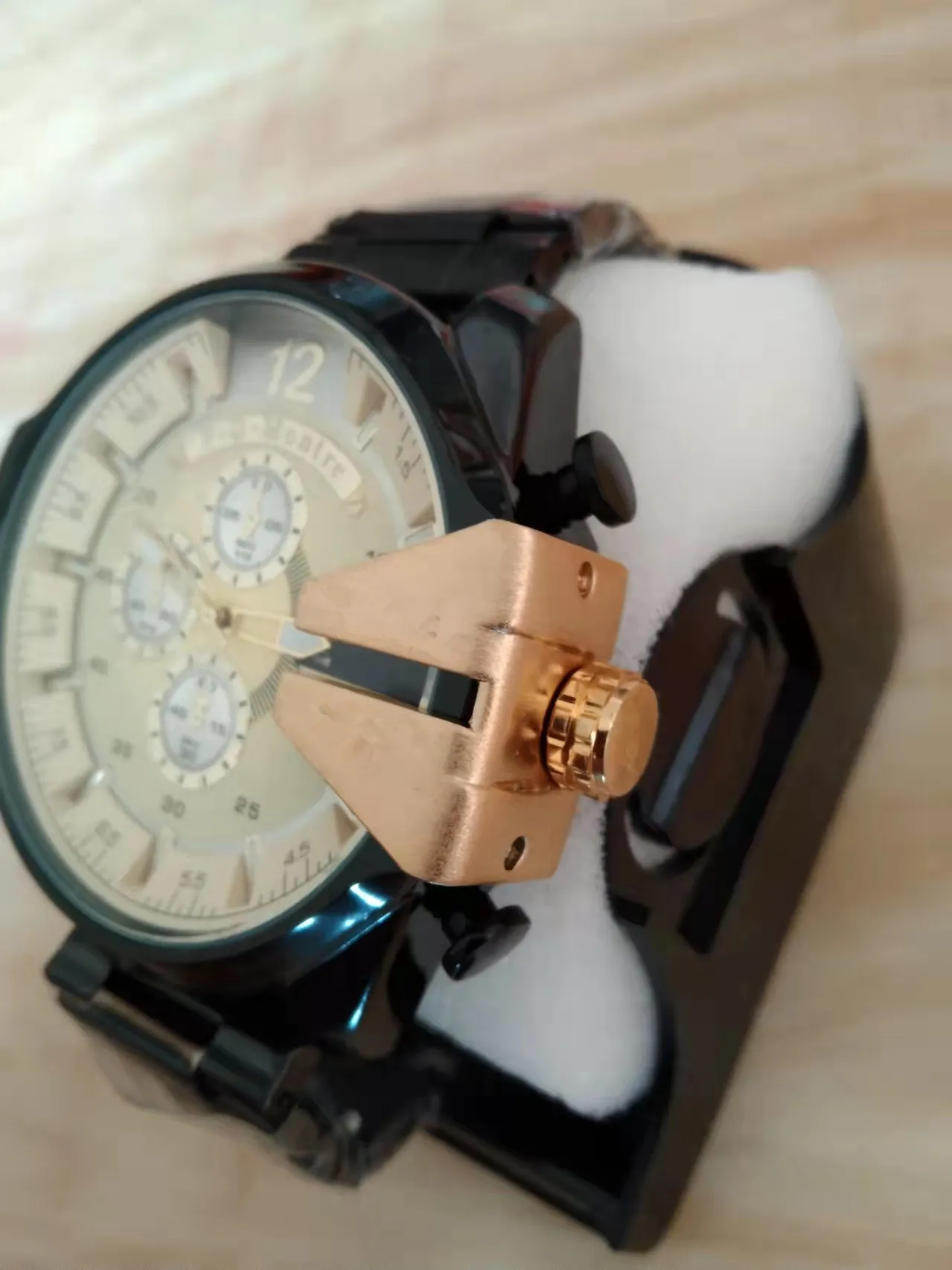 Relógio masculino de luxo dz4318 grande mostrador de aço inoxidável quartzo com calendário relógios de pulso montres pour hommes210h
