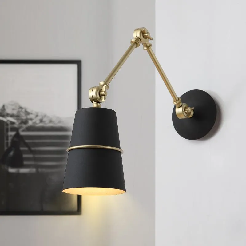 Wall Lamps Modern Long Swing Arm Black Lamp Sconce For Room Studio Beside Wandlamp Aplique De Pared Indroo Home Fixtures203T