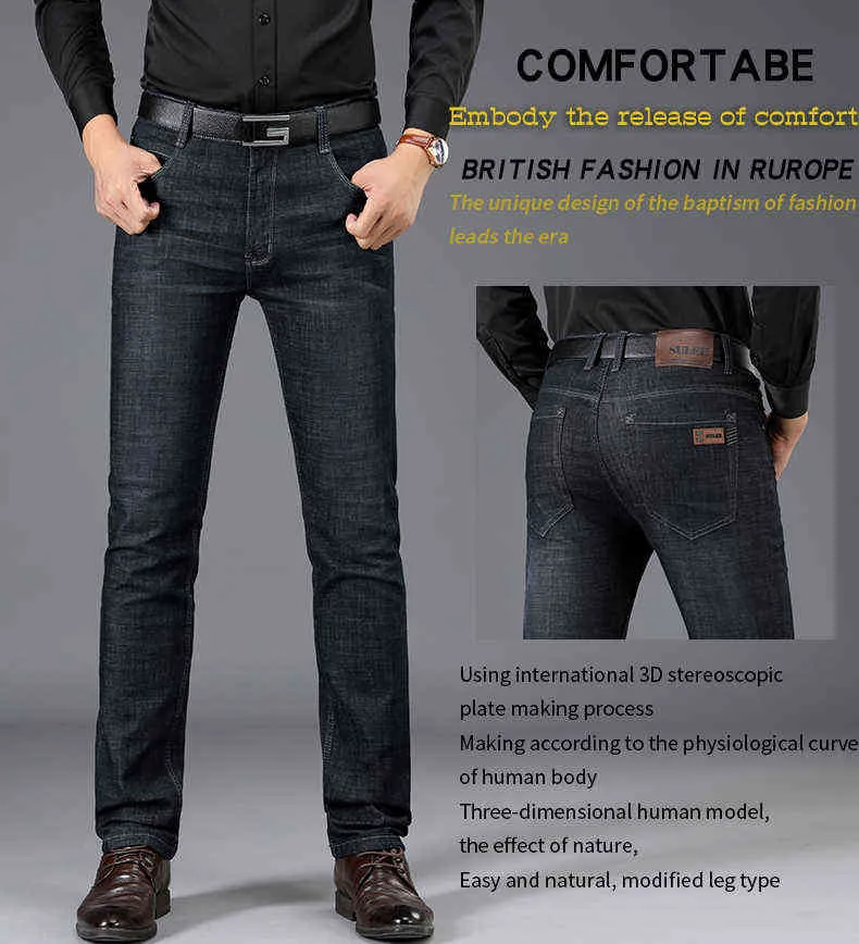 SOUEE Merk Jeans Exclusive Design Beroemde Casual Denim Jeans Heren Straight Slim Middle Taille Stretch Heren Jeans Vaqueros Hombre 2111206