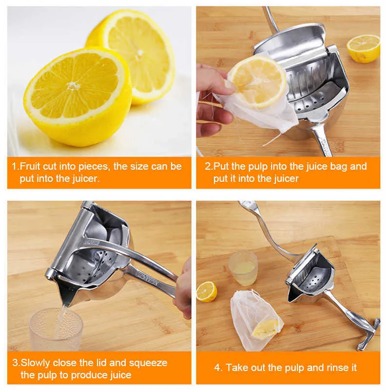 الفضة المعدنية دليل عصارة الفاكهة عصير عصير الليمون البرتقال الصحافة المنزلية الطفل كليب 210628