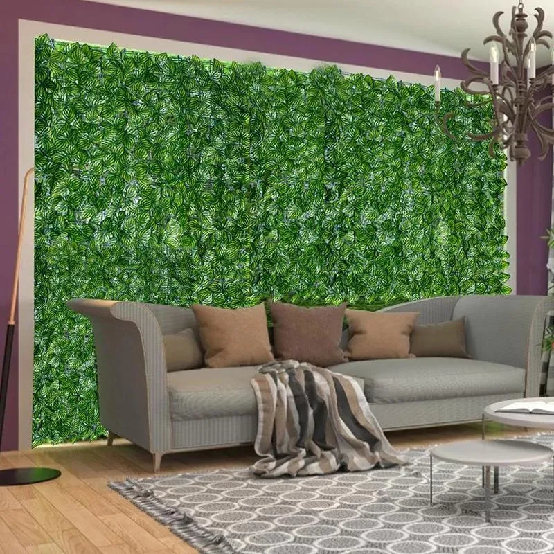 装飾的な花の花輪人工葉のフェンスパネルグリーンウォールプライバシー保護画面アイビーアウトドアガーデンシミュレーション中庭268R
