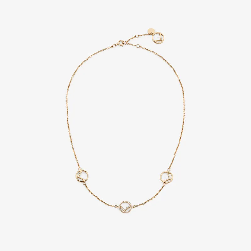 Ожерелья с тремя буквами F, 18-каратное золото, цепочка, дизайн ожерелья для женщин, женские свадебные украшения, цельный брендовый воротник2160