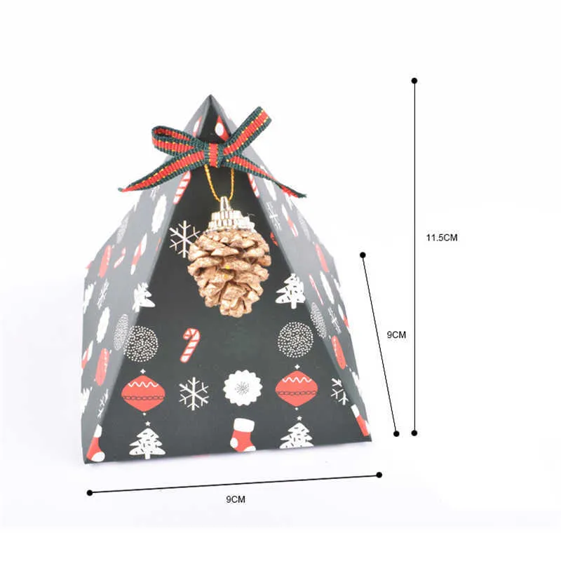 StoBag 25 pz Buon Albero di Natale Scatola di Carta Caramelle Biscotti Spuntino al Cioccolato Pacchetto Forniture Baby Shower Regalo Bomboniera 210602
