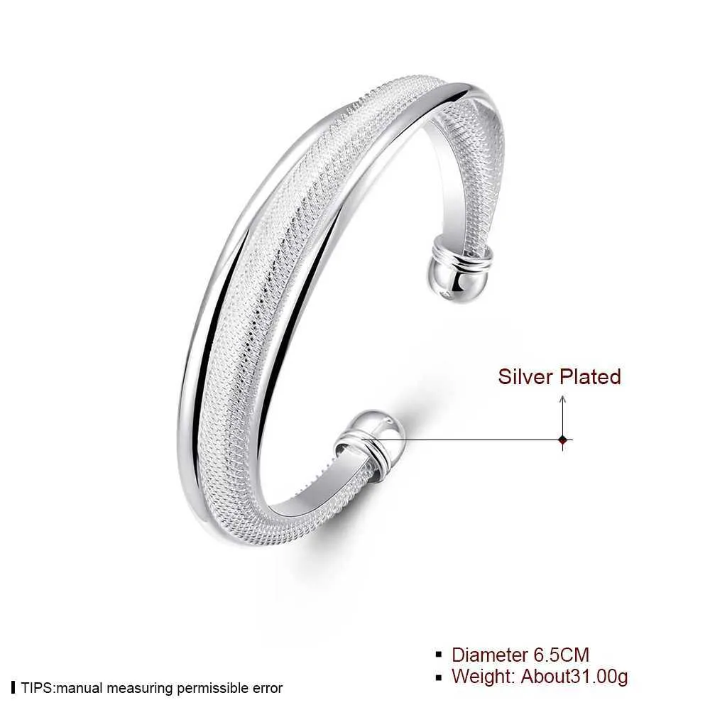Zemior Bracelets for Women Beveled Geometric Opening Copper Bracelet Silver Plated Female Fashion Jewelry Mother's Day Gift Q0719