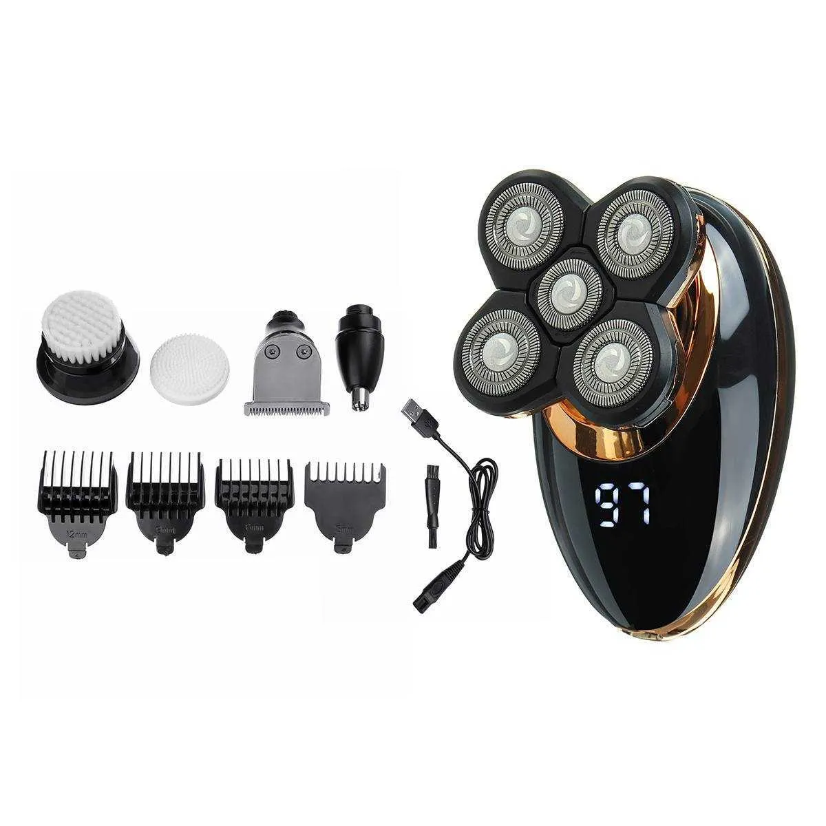 SPZ 5 In 1 4D Electric Shaver USB Rechargeable IPX5 Ergonomic Design For Men Women Bald Head Polish Hair Clipper Trimmer P0817