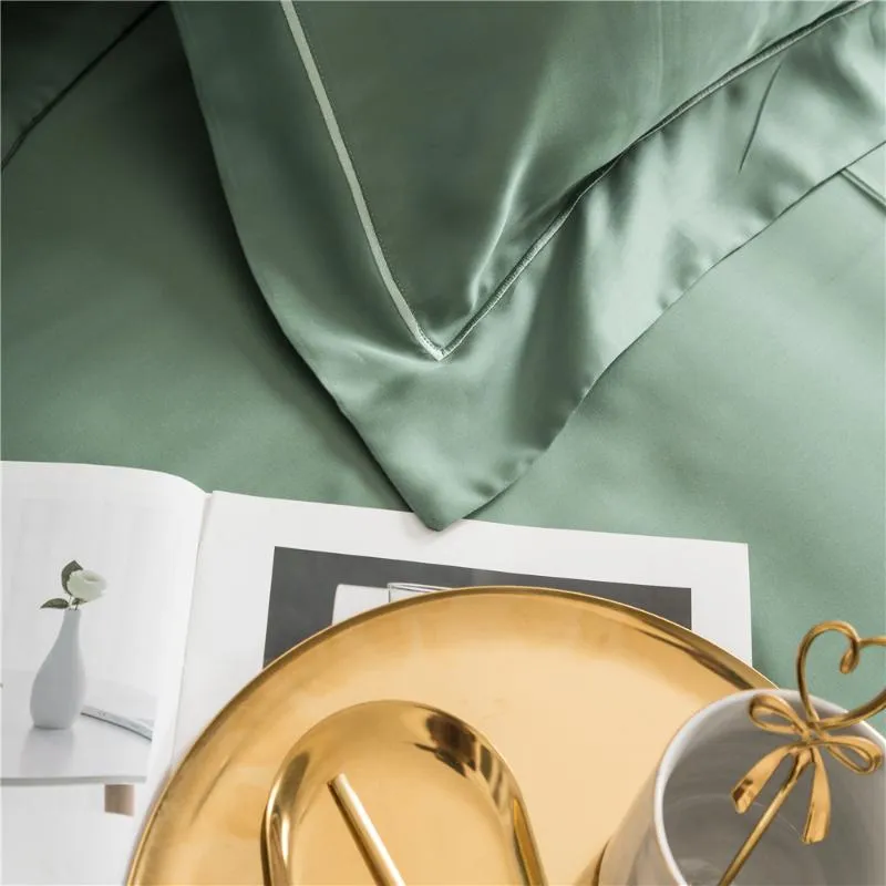 Sheets & Sets Lanlika Green Adult 100% Silk 25 Momme Natural Fabric Luxury Bed Linen Healthy Double Flat Sheet Case Euro Home Deco3242