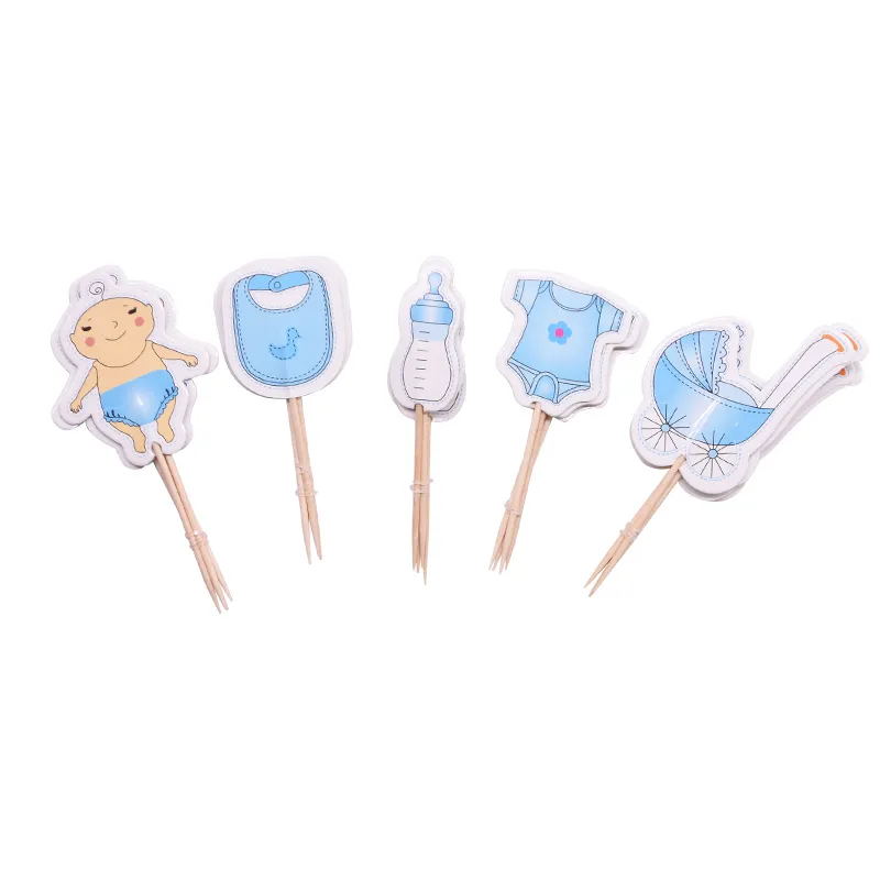 20 Pz / lotto Baby Shower Toppers Cupcake BabyShower Boy Girl Battesimo Bambini Compleanno Bomboniere Decorazioni torte Forniture Y200618