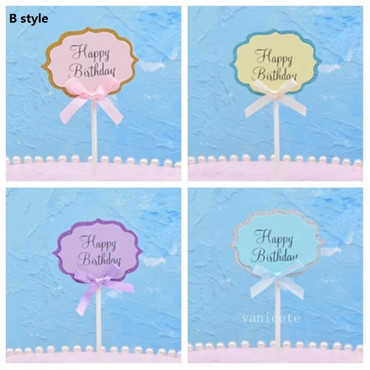 Cupcake-Geburtstagskuchenkarte, leere Cupcake-Flagge, Dekoration für Party, bunte Lebensmittelschilder, Backzubehör, 5 StückT2I53185