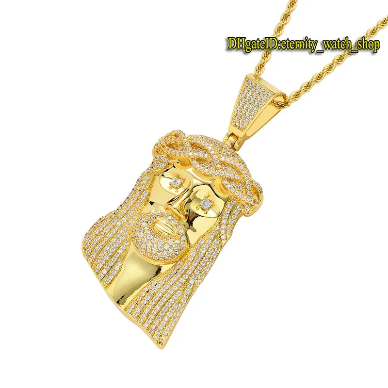 Europeiska och amerikanska Kristus Jesus Head CZ Iced Out Diamond Inlaid Pendant Halsband 92mm High Pendant Mens Necklace Pendant Hip H6503018