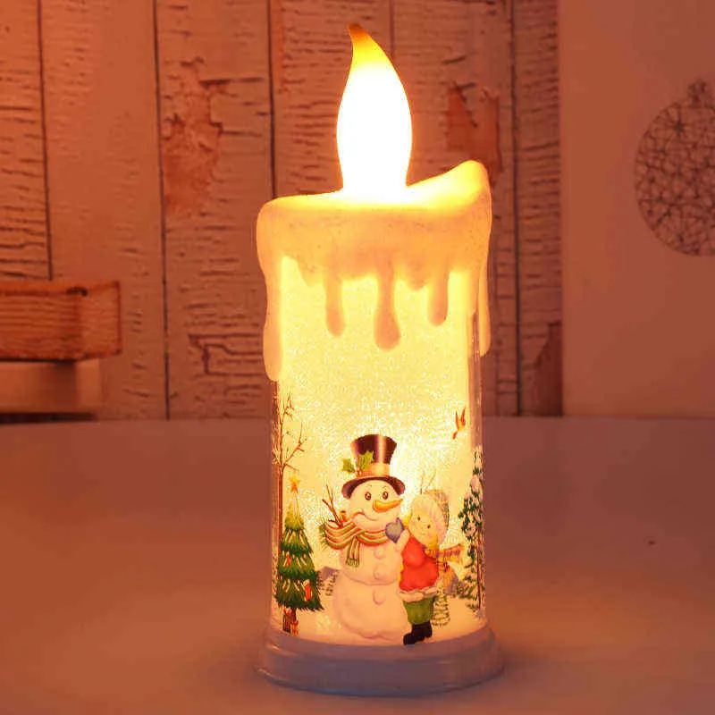 Wesołych Świąt Ozdoby do domu LED Symulacja Płomień Świeca Rok Christmas Decoration Home Decor Xmas Gift Navidad 211104