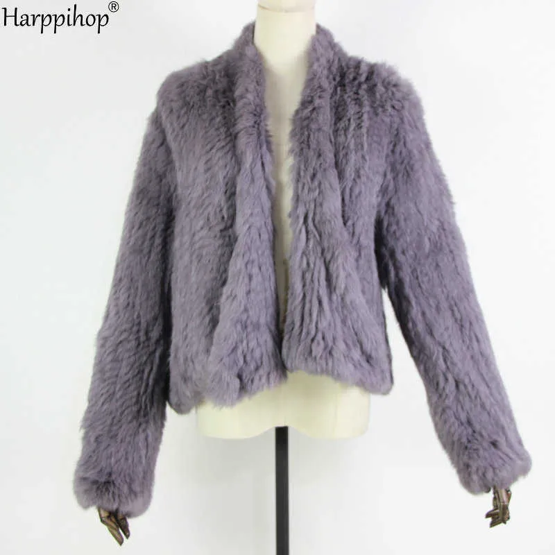 Manteau de fourrure de lapin tricoté jack slim jack veste authentique véritable / cisaillé 211019