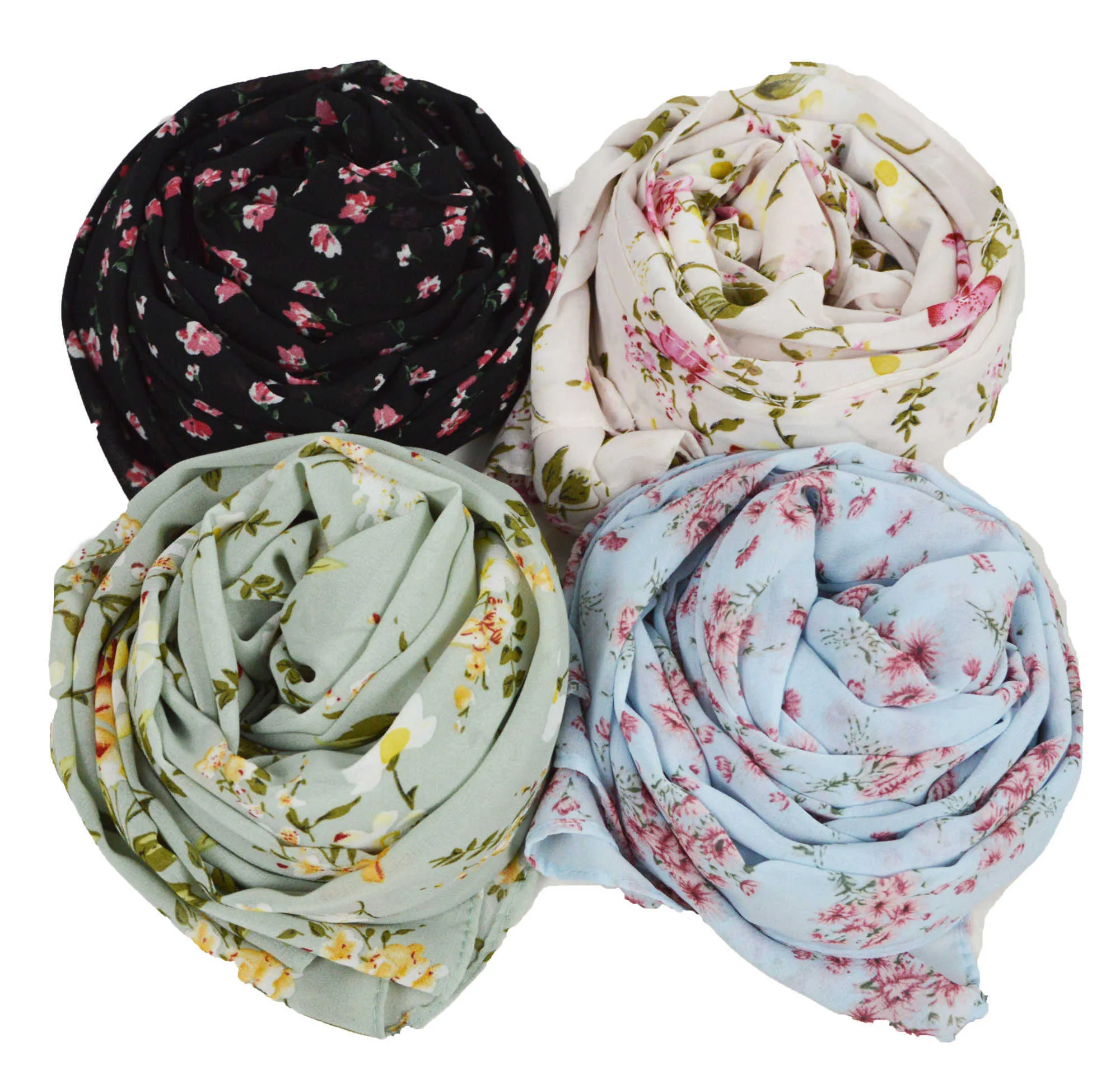 J9 flower chiffon hijab shawl women scarf/scarves muslim wrap headband 180*75cm can choose colors Q0828