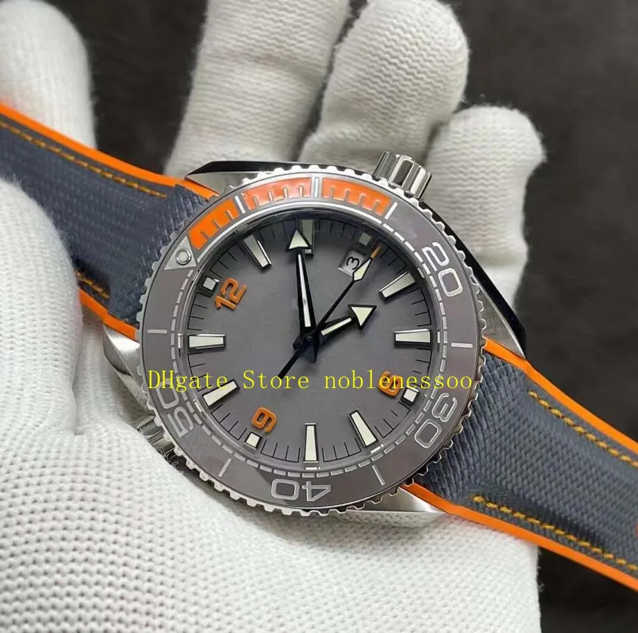2 estilo real po om fábrica 8900 movimento masculino relógio automático 43 5mm 600m mostrador cinza cerâmica moldura pulseira de borracha eta274y