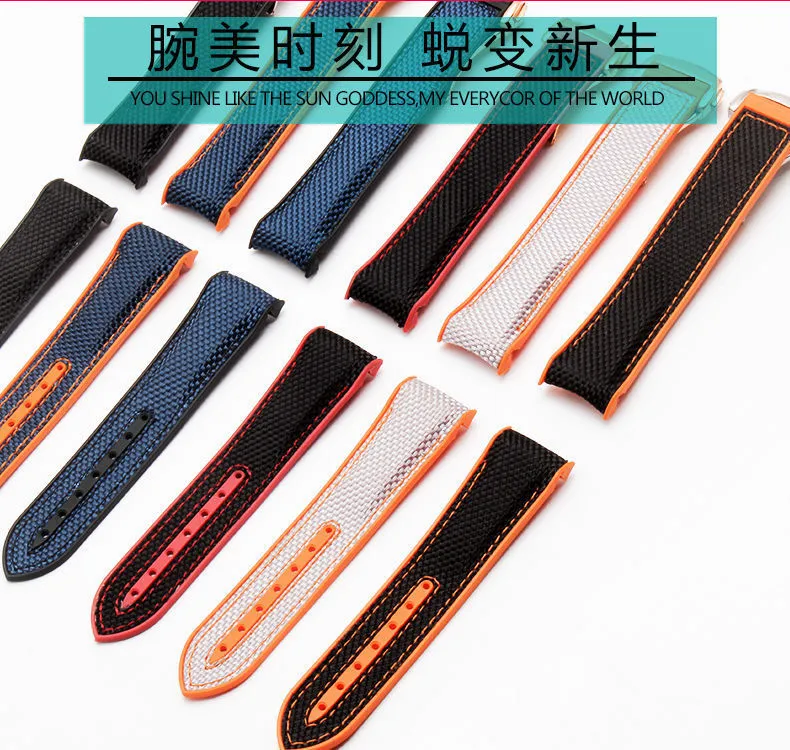 Bracelet For Omega 300 SEAMASTER 600 PLANET OCEAN Folding Buckle Silicone Nylon Strap Accessories Watch Band Chain3064