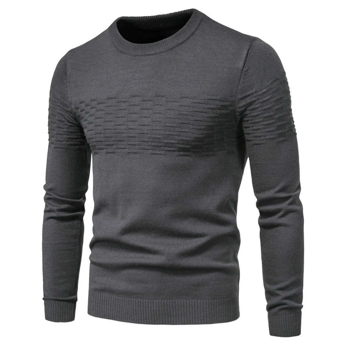 Hommes 2020 Winer Nouveau Casual Solide Épais Laine Coton Pull Pulls Haute Élasticité Mode Slim Fit O-Cou Y0907