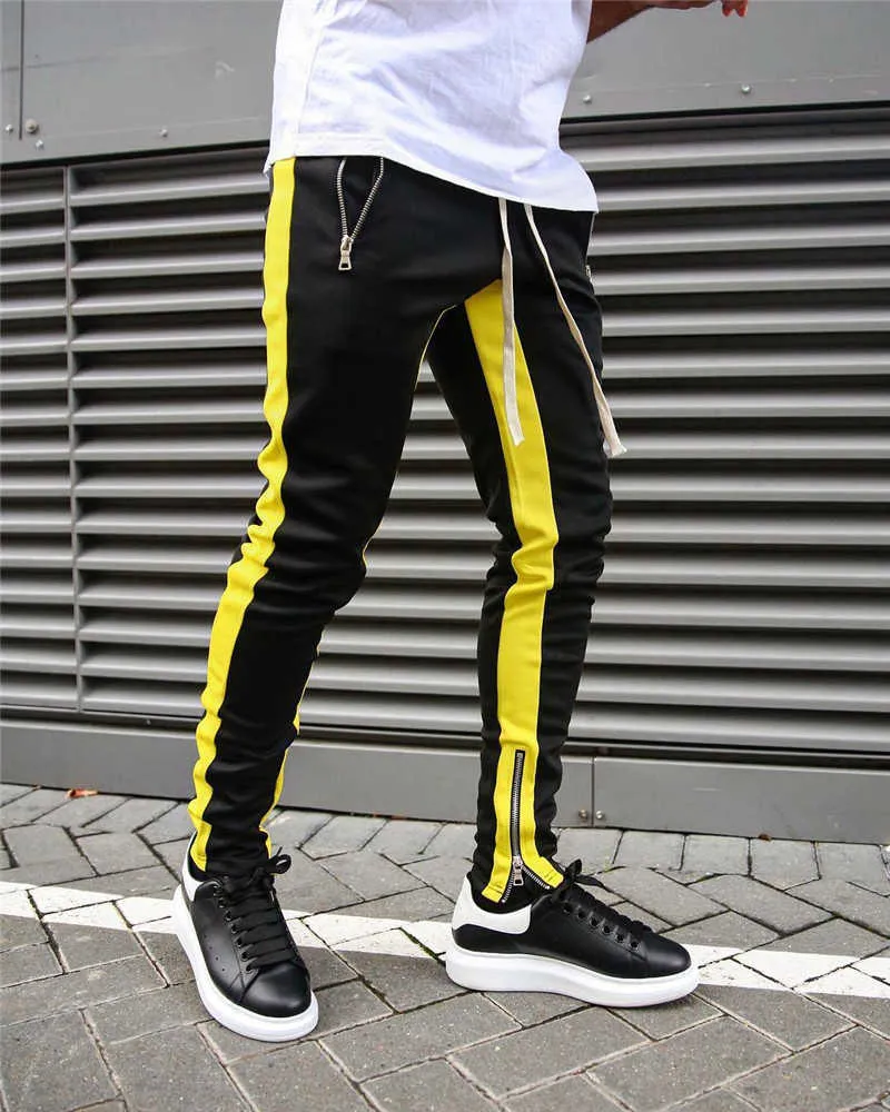 Mens Joggers calças casuais fitness masculino esportivo tracksuit de traje skinny calça calça calças de academia preta 211006