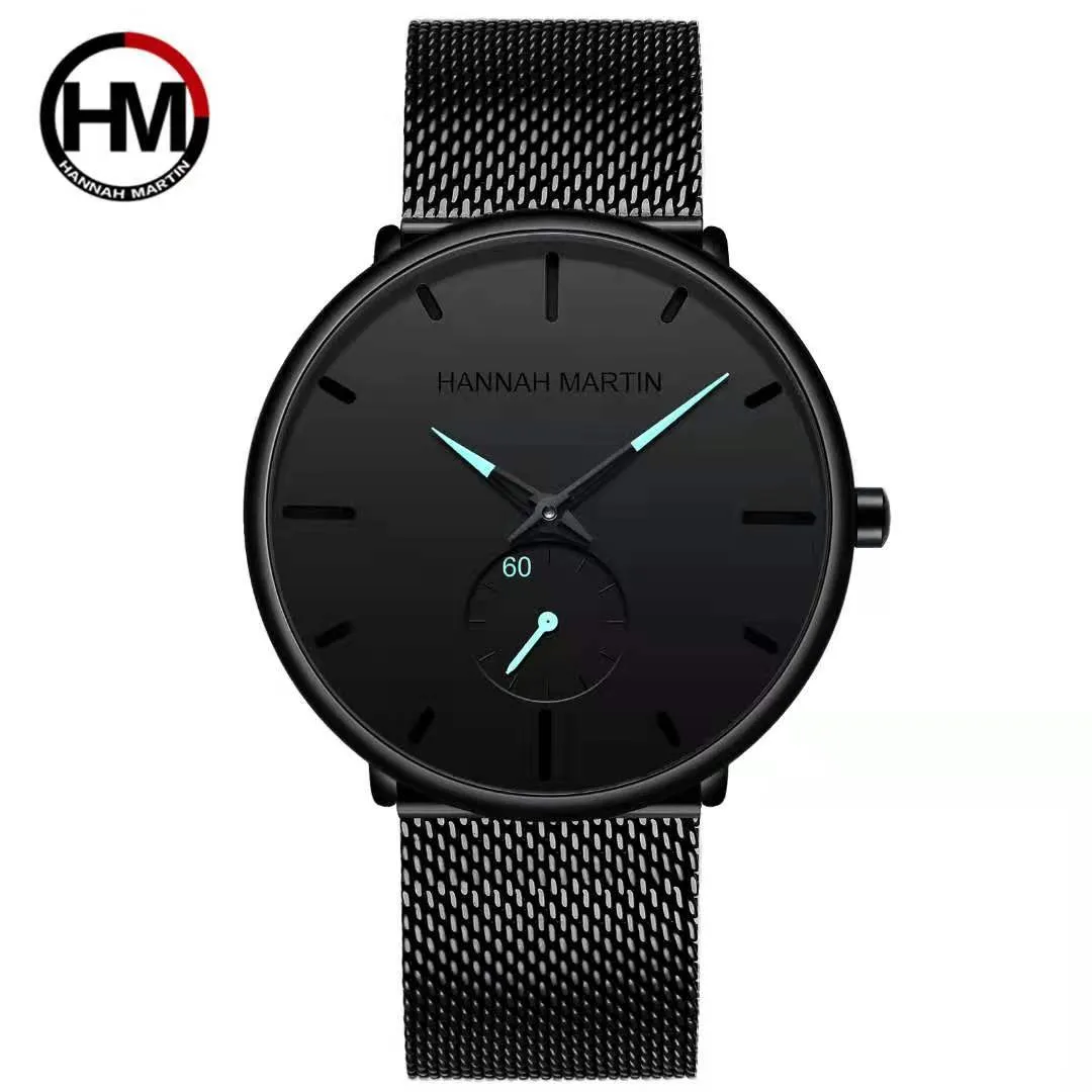 HM Men's Watches Brand Hannah Martin 40 mm wysokiej jakości szablon damskich i mody Gold Watch Waterproof 3atm Montre3011