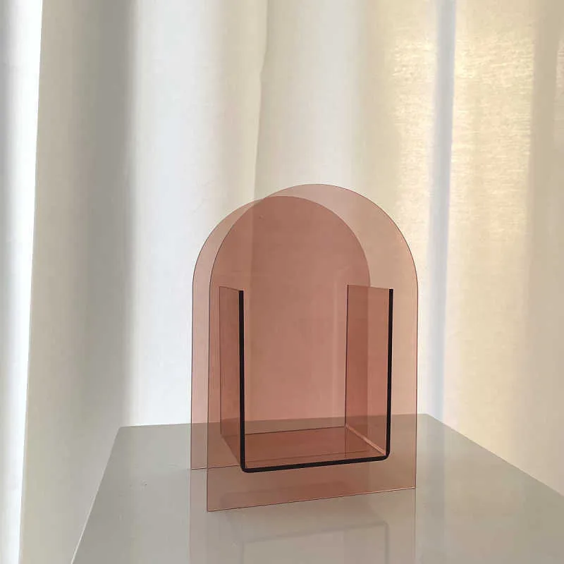 Ins Display geometrico Vaso acrilico Home Art Design Homestay Decorazione morbida Modello Room Matching 210623