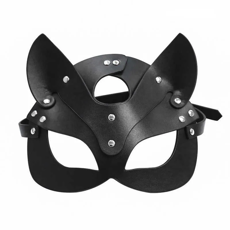 Máscara de couro sexy feminina Meia face Máscaras extravagantes Brinquedos sexuais Máscara de gato Halloween Jogo de festa Punk Máscaras Cosplay Acessórios eróticos Q0806