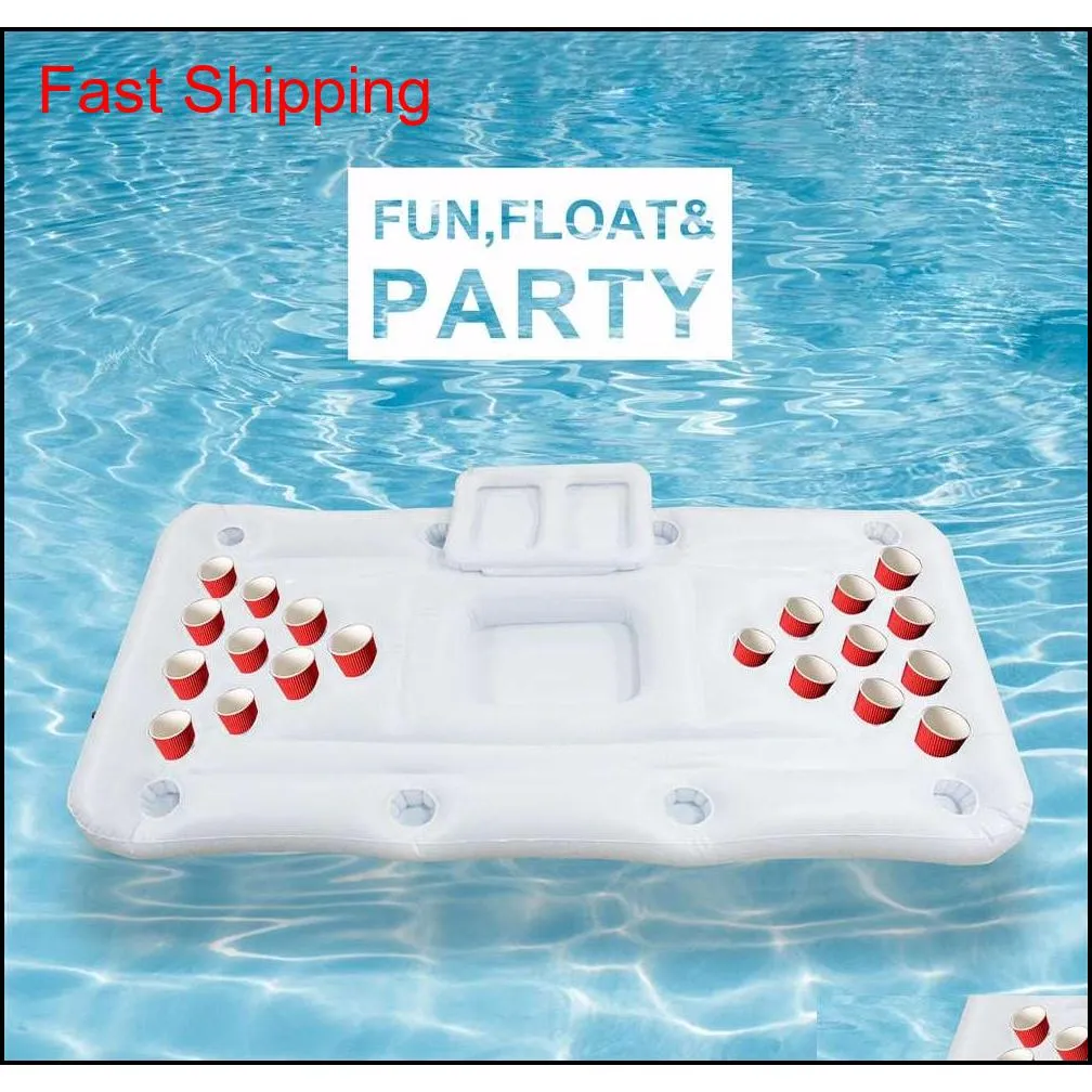 Andra pooler Spashg Pool Party Games Raft Lounger Uppblåsbar flytande pool Vuxna Rafts Simning Beer Pong Table Doe Qylrtn Sports2283s