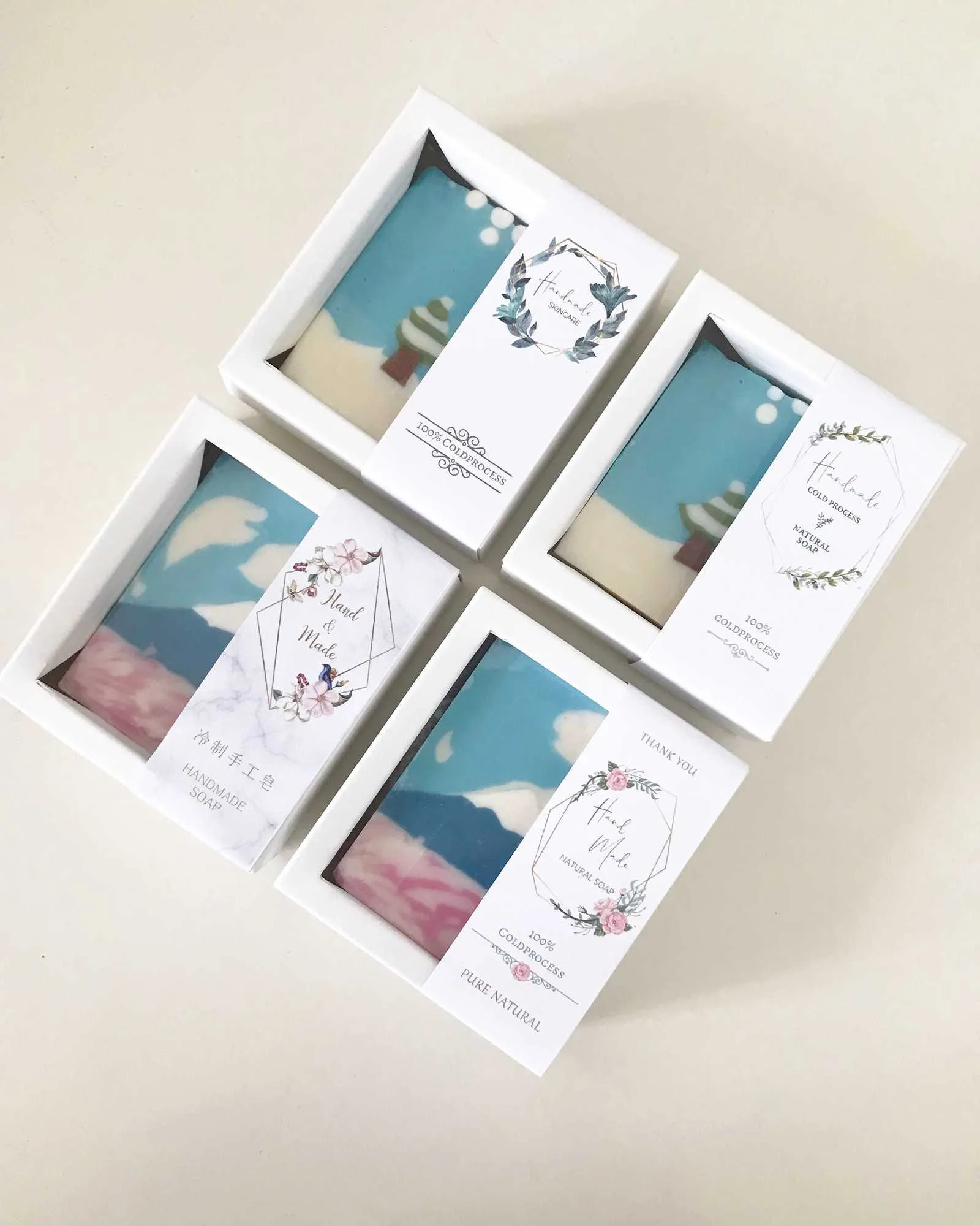 50 stks / partij Witboek doos Zeepverpakkingsdoos met taille wrapper bruiloft geschenken voor gasten Verpakking voor handgemaakte zeep geschenkdozen 211014