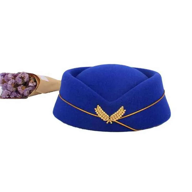 Luftvärdar basker Wool Felt Base Cap Airline Stewards Sexig formell Uniform Hat Caps AccSory Roll Play Th8505072