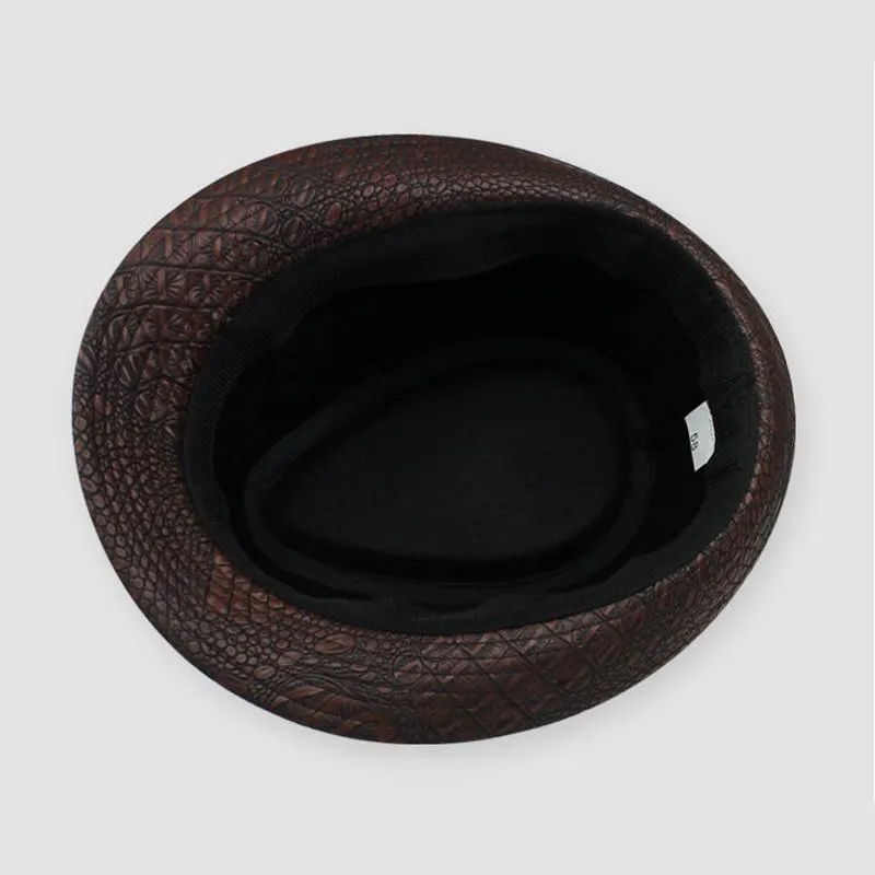 Fibonacci Hoeden Voor Mannen Engeland Fedora Jazz Hoed Mans Vintage PU Leer Winter Panama Cap Bolhoed Cap Klassieke Versie Gentlema286k