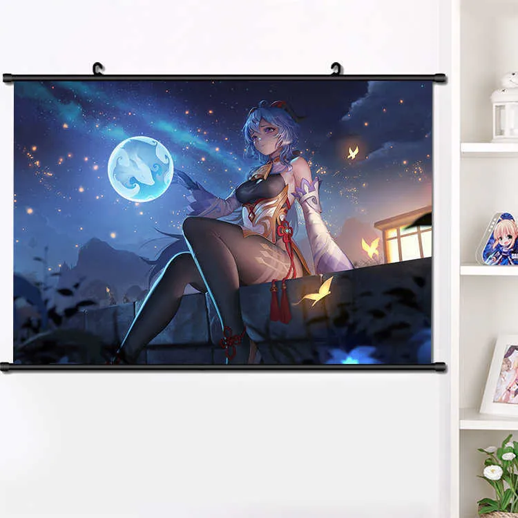 Anime Genshin Impact Ganyu Wall Scroll Painting Poster HD-Druck Home Decor Collection 40 x 60 cm Y0927