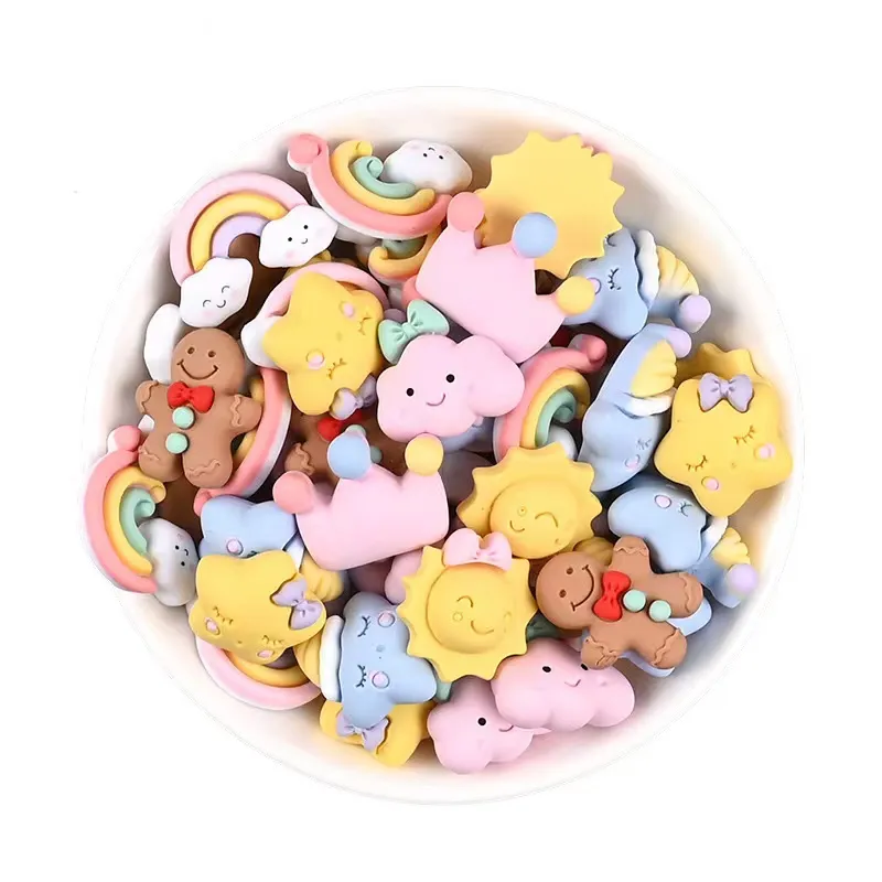 Belle étoile Soleil The Gingerbread Man Resin Composants Charms Bijoux Faire des boucles d'oreilles DIY Décoration Keychain Cute Rainbow Clo192b