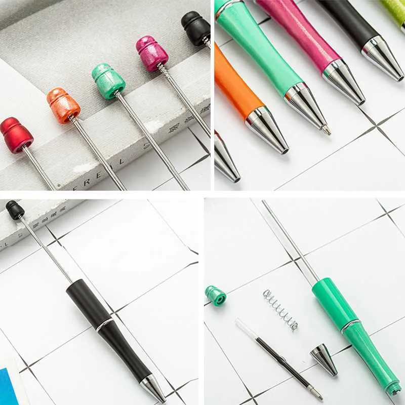 قابلة للخرز من البلاستيك ، الطالب DIY الطالب إضافة حبات PROIND PENS BEAD BALL PEN GIFTS CRATRICAL9250882