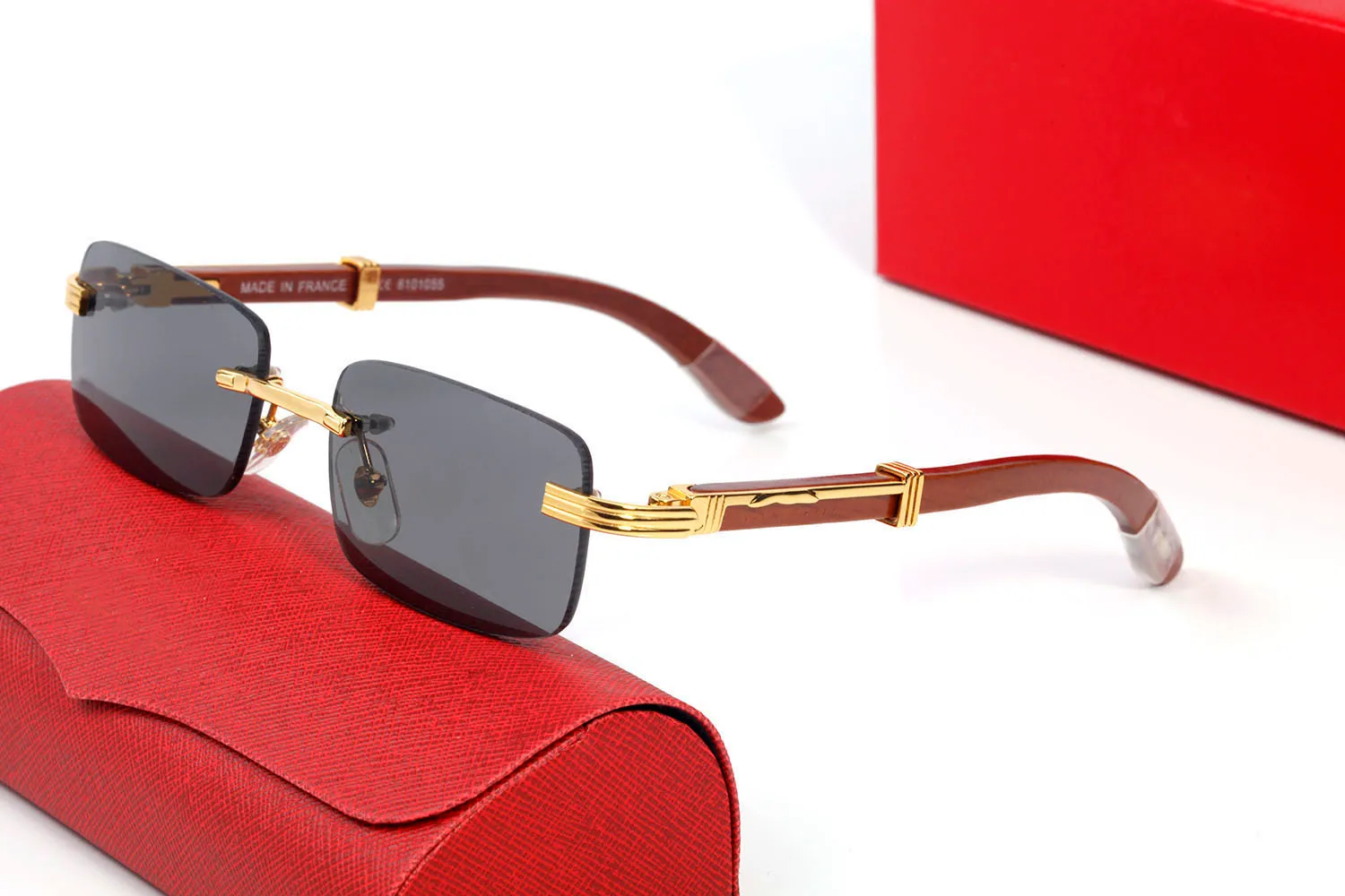 lunettes nuevas gafas de sol de diseñador para hombres gafas blancos búfalo gafas de bambú de madera gafas de sol sin borde con marco de metal de ola COM205L