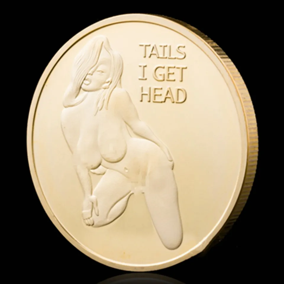 Souvenir Coin Craft Russian Sexy Girl Woman Get Tails Head Gilded Love Romantic Gold Plated Badge Collection8436371