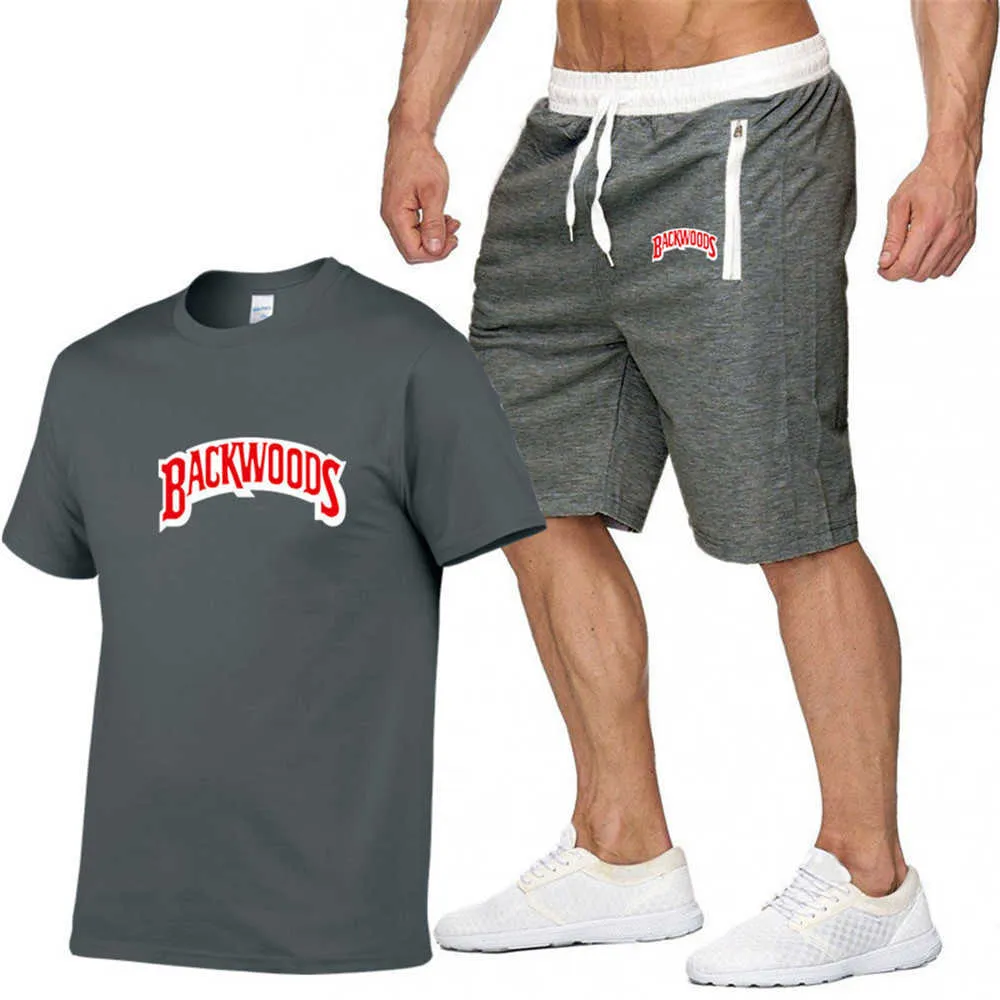 Męskie Zestawy sportowe Drukowanie Drukowanie Moda T Shirt Spodenki Garnitur Bawełniany Hip Hop Streetwear Casual Dres Letnia Odzież Y0831