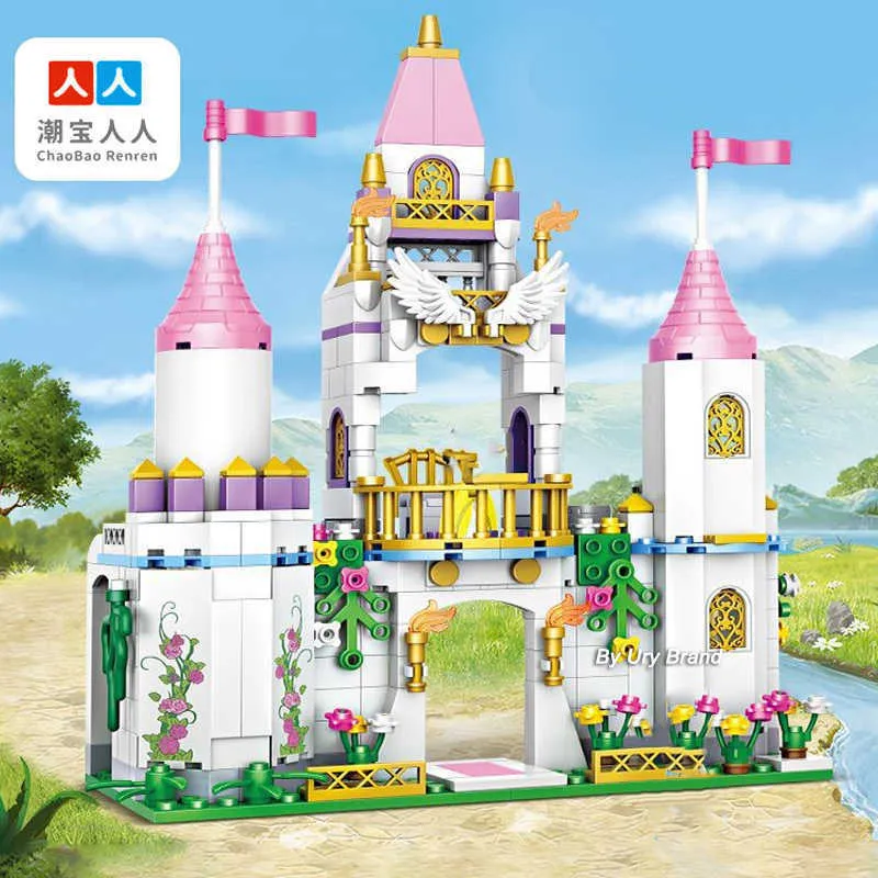 Girls Building Block Toy Friends Princess Castle Series House With 2 Dolls Educational Assembly DIY Play House Gifts For Kids Q0624