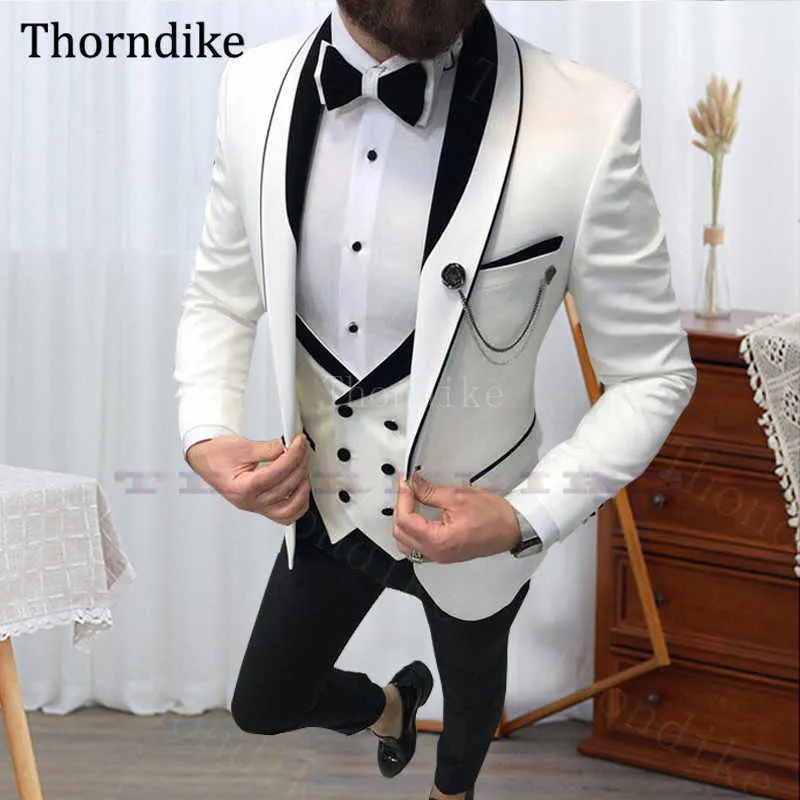 Gwenhwyfar Custom Made Black Shawl Lapel Wedding Suit For Men,Three Pieces Party Prom Terno, Autumn Winter Elegant Groom Tuxedos X0909