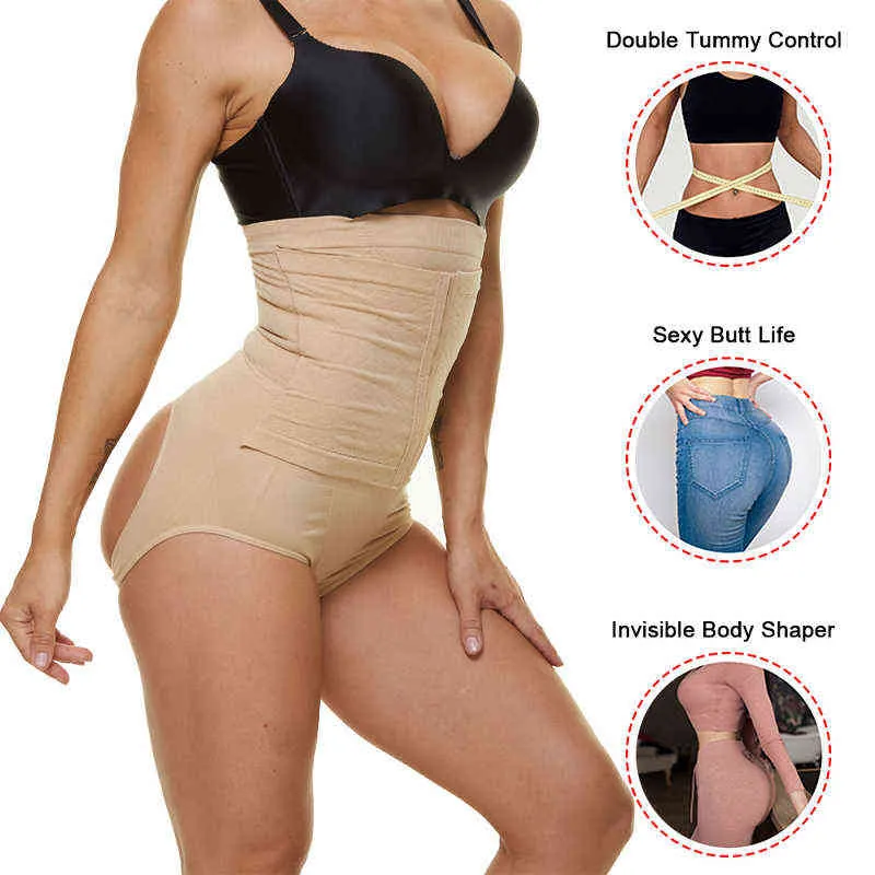 NINGMI Donna Butt Lifter Body Shaper Vita Trainer Shapewear Push Up Strap Tummy Control Mutandine Enhancer Lingerie Set 211218
