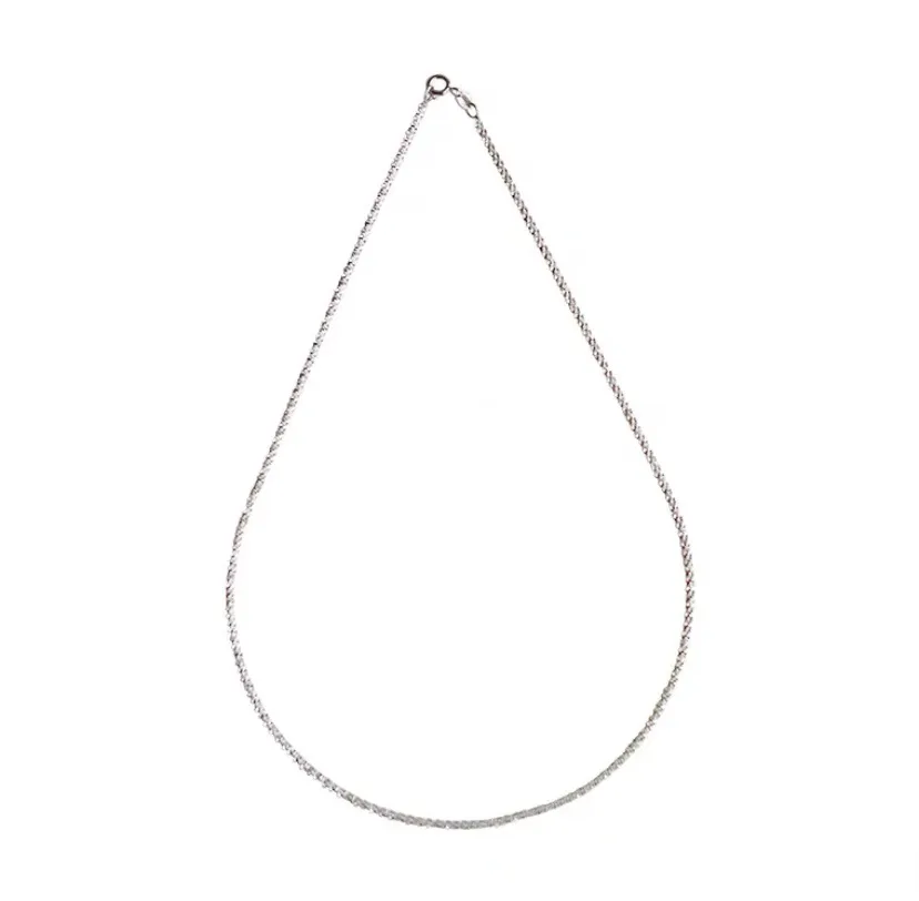 Slim S925 Silver Sparkling Glitter Clavicle Chain Necklace Chain Female Chain Necklace for Women Girl Italy Jewelry 45cm294u