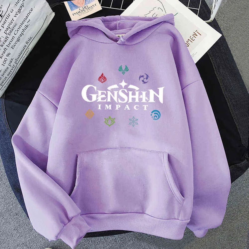 Genshin Impact Hoodies Lente Vrouwen Korea Vrouwelijke Hoody Grafische Streetwear Ulzzang Unisex Sweatshirt Mannen Harajuku Jacket 210813