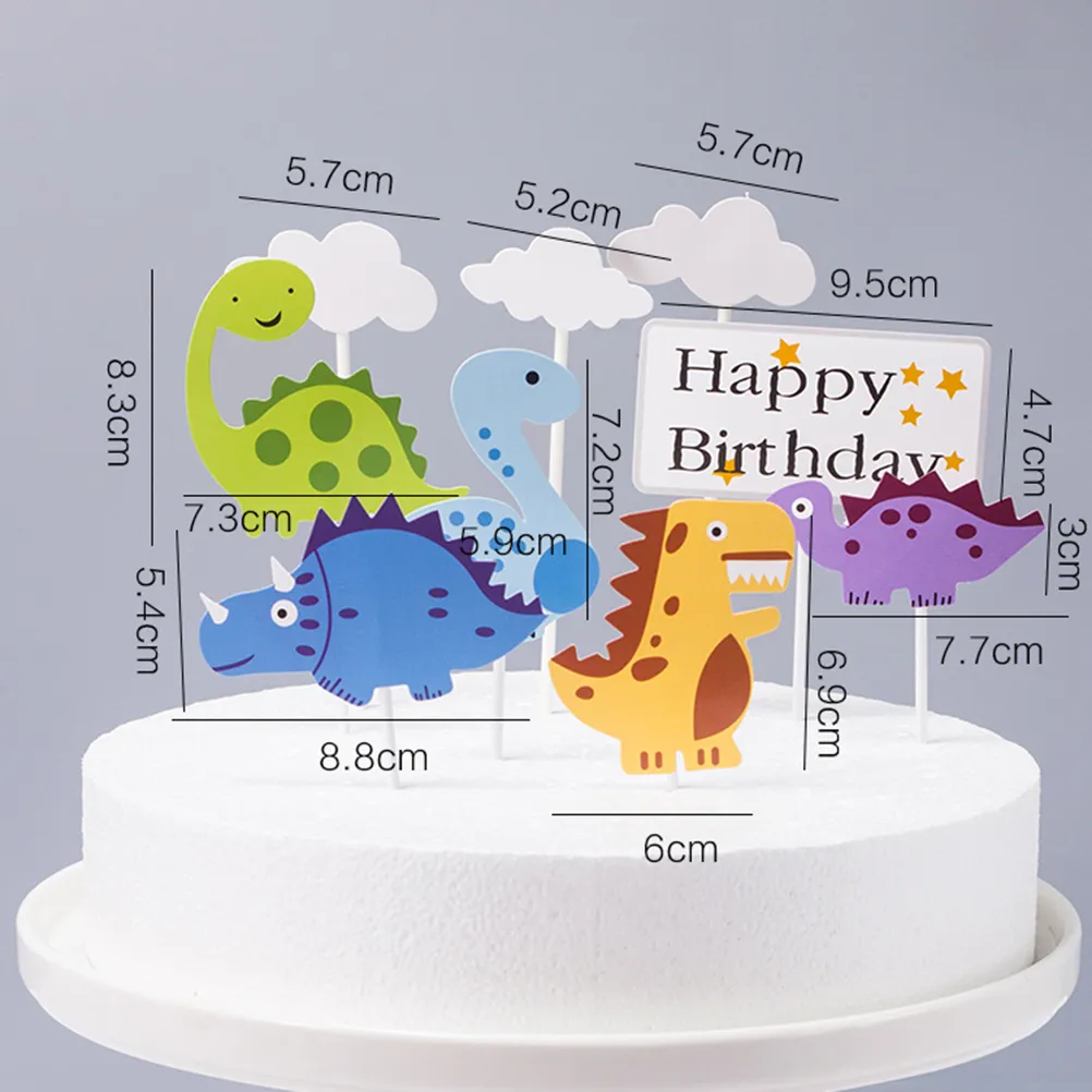 Happy Birthday Cake Topper Cartoon Cloud Dinosaur Cake Decorating Topper Cupcake Toppers Cibo Picks Kids Party Decoration Y200618