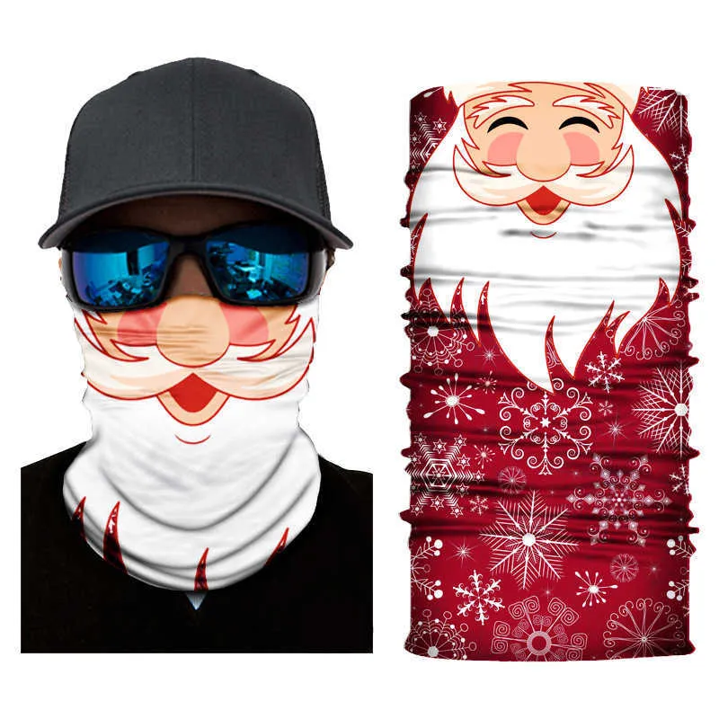 Masque de Noël multifonctionnel foulard magique masque d'extérieur masque d'équitation bavoir sans couture élastique Tube sans couture chapeaux Bandana Y1020