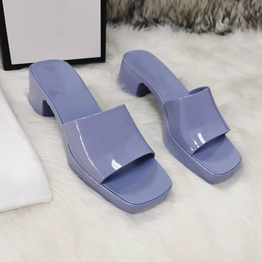 Fashion Jelly Slippers Slide Sandal 6cm Candy Colors Women Outdoor Beach Slides Flip Flops