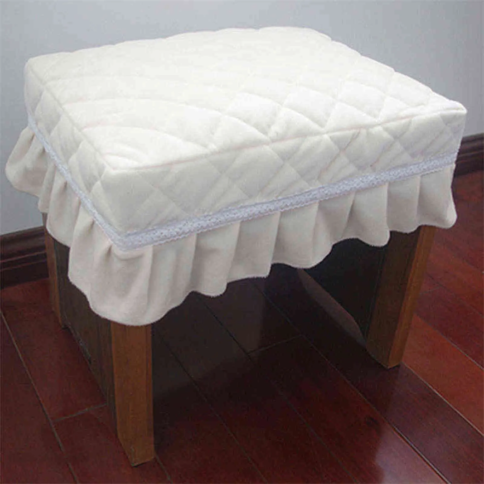 Short Plush Quilted Rectangular Chair Seat Pad Slipcover Piano Stool Cover 211116