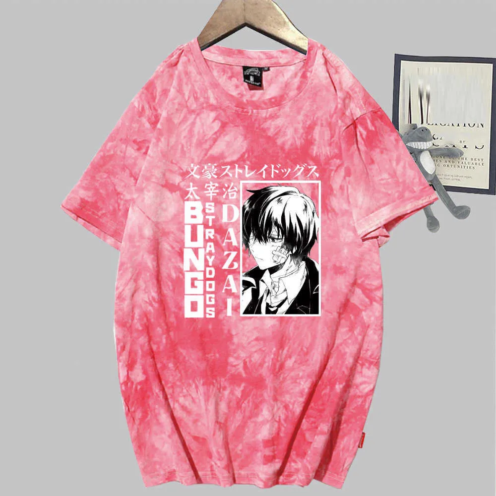 Bungo Stray Dog Anime T-shirt à manches courtes O-cou Tie Dye Uniex Y0809