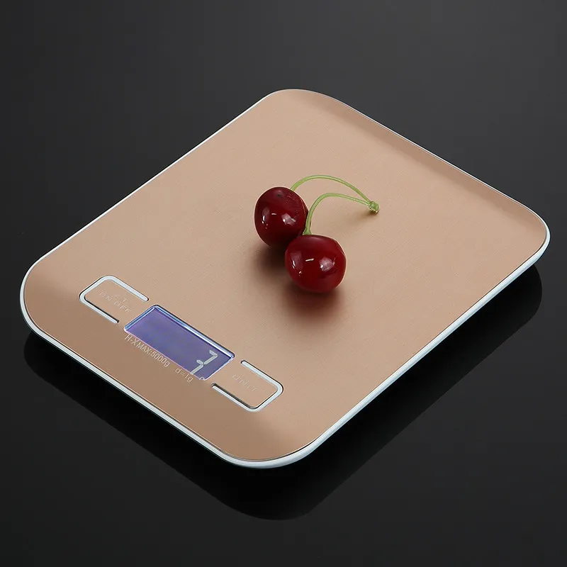 5kg 10kg Balance de cuisine électronique alimentaire numérique en acier inoxydable pesant LCD outils de haute précision Y200531