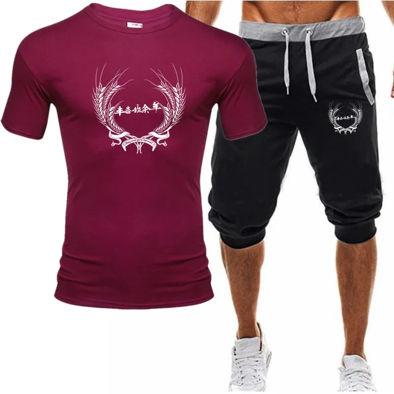 Survêtement pour hommes d'été costume pour hommes T-shirt short 2 pièces vêtements de sport décontractés Oneck hommes de sport imprimés survêtements mari T200604