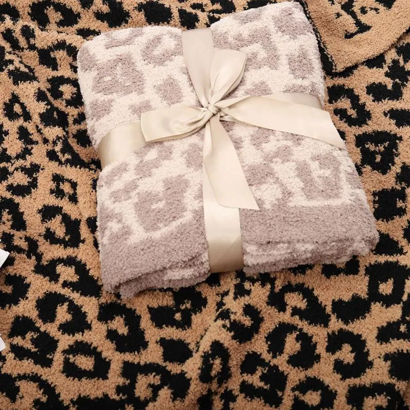 Cobertores Meia Lã Cobertor De Ovelha Malha Leopardo Pelúcia Dream272v