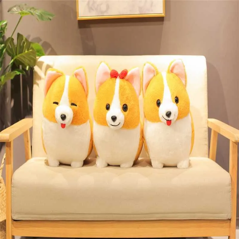 35/45 / 60 cm Cute córgi cão de pelúcia brinquedo recheado animal macio dos desenhos animados travesseiro adorável presente de Natal para crianças kawaii valentine presente 210728