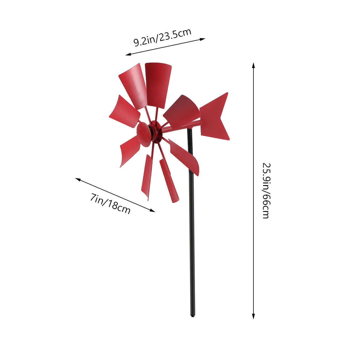 Decoração de jardim moinho de vento rotativo artesanato de metal moinho de vento quintal winnower ornamento de jardim para ambientes externos q08114159016