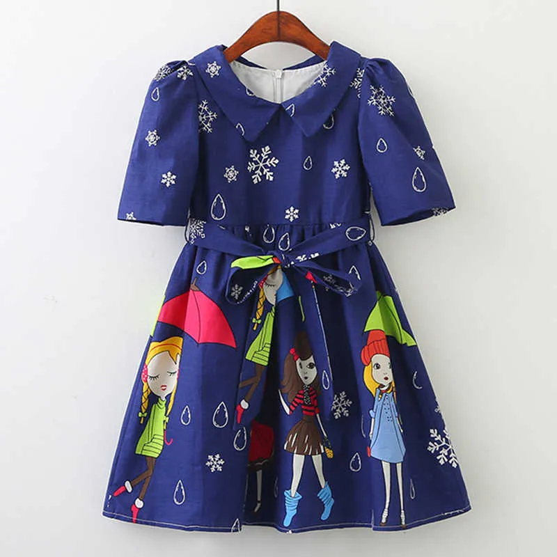 Bear Leader Girls Dress Summer European and American Style ShortSleeve Children Flower Pattern Princess Dress Girls Dresses 3-8Y 210708