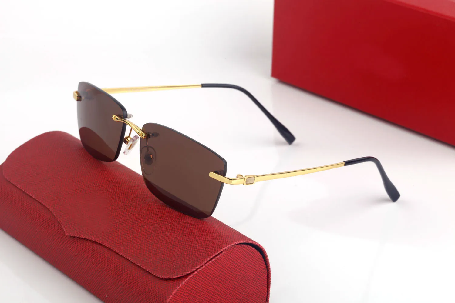 rectangle sunglasses Eyeglasses frames temples with Metal Frameless Rimless rectangular shape for men woman eyewear accessories gl207t